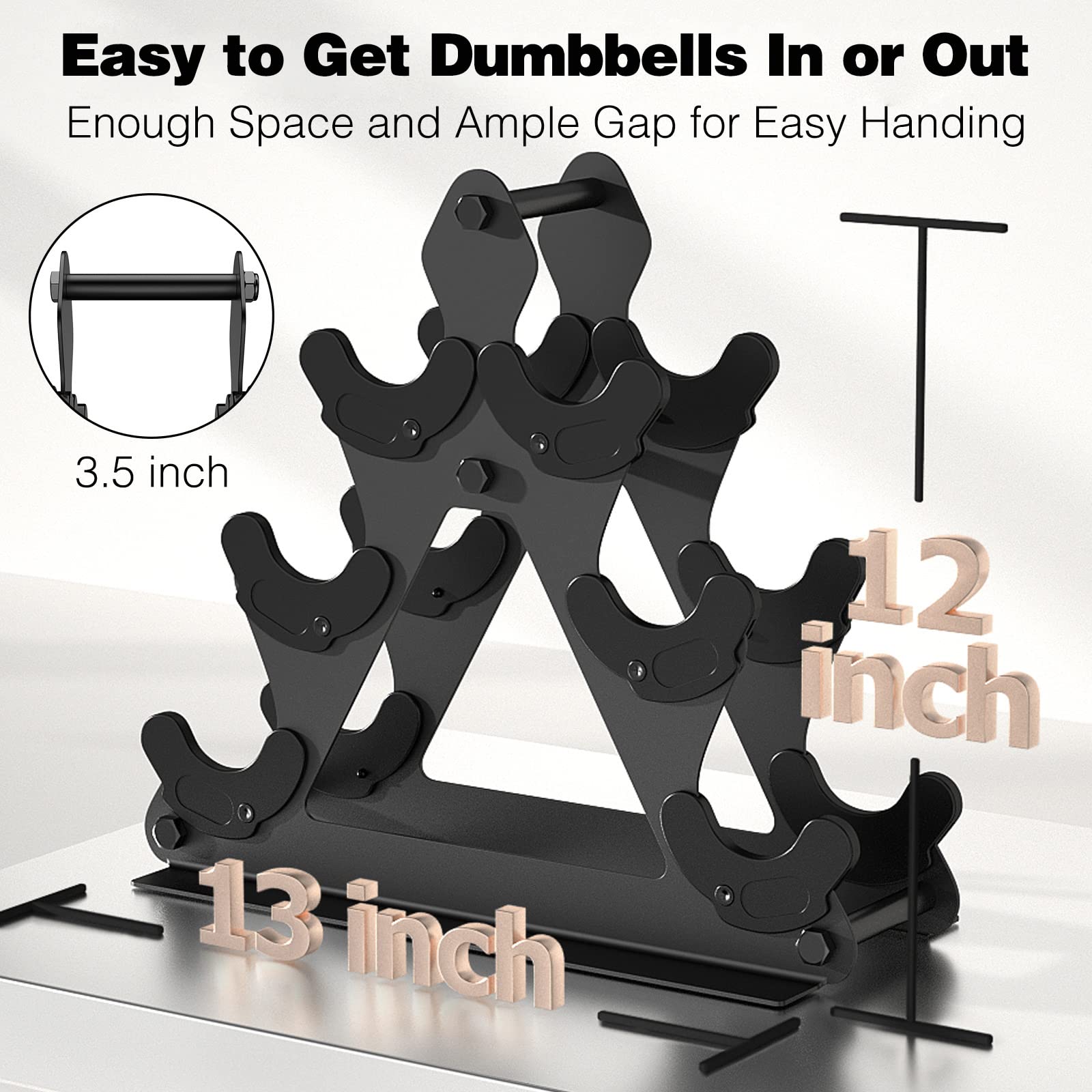 3 Tier Weight Rack for Dumbbells - Compact Weight Holder Small Dumbbell Rack Stand Only Works for Dumbbells 1-15 LBS, Metal Weights Organizer Designed for Child Women Home Gym Exercise