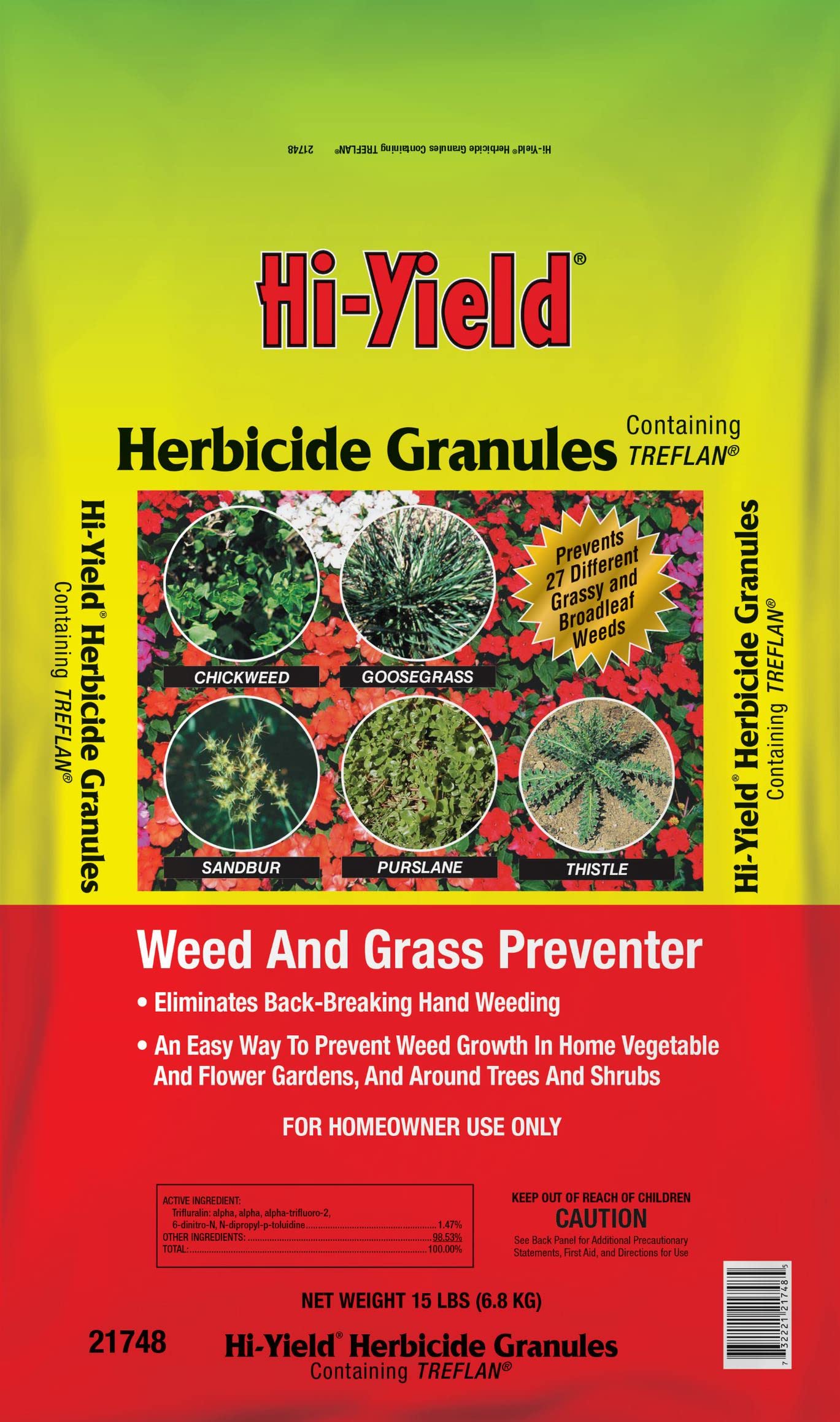 Hi-Yield (21748) Herbicide Granules Weed and Grass Preventer (15 lbs)