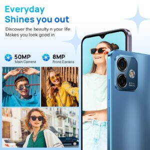 Ulefone Unlocked Cell Phones, Note 16 Pro 12GB + 128GB, 8-Core, 6.52" HD+ Display Unlocked Smartphone, Android 13, 50MP + 8MP, 4400 mAh, Dual 4G LTE, Fingerprint/Face Detection, T-Mobile, Blue