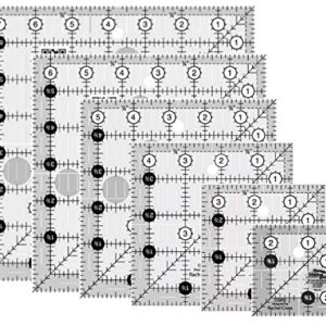 Creative Grids - 6 Square Quilt Rulers - 2.5", 3.5", 4.5", 5.5", 6.5", 7.5"