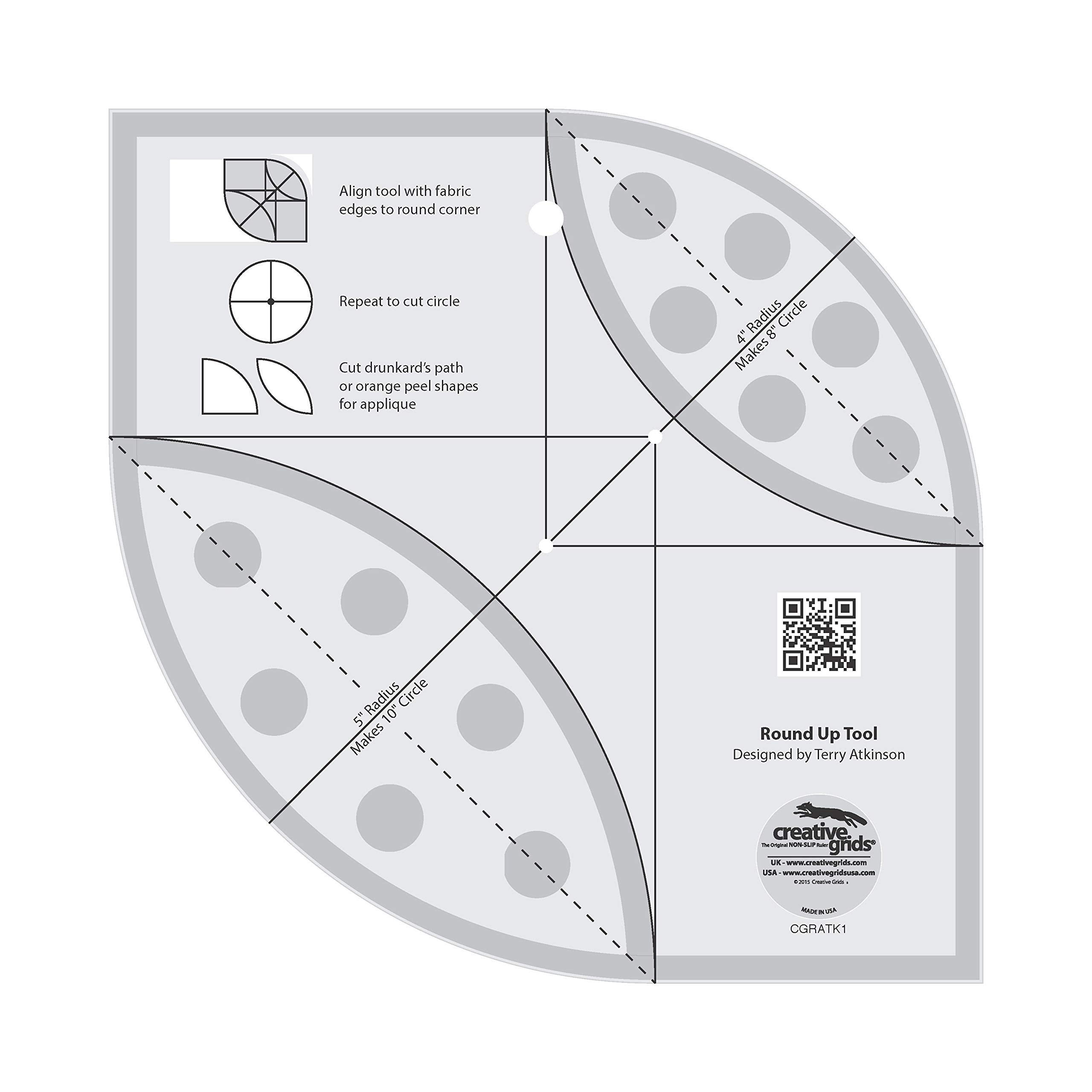 Creative Grids Round Up Tool and Quilting Ruler - CGRATK1