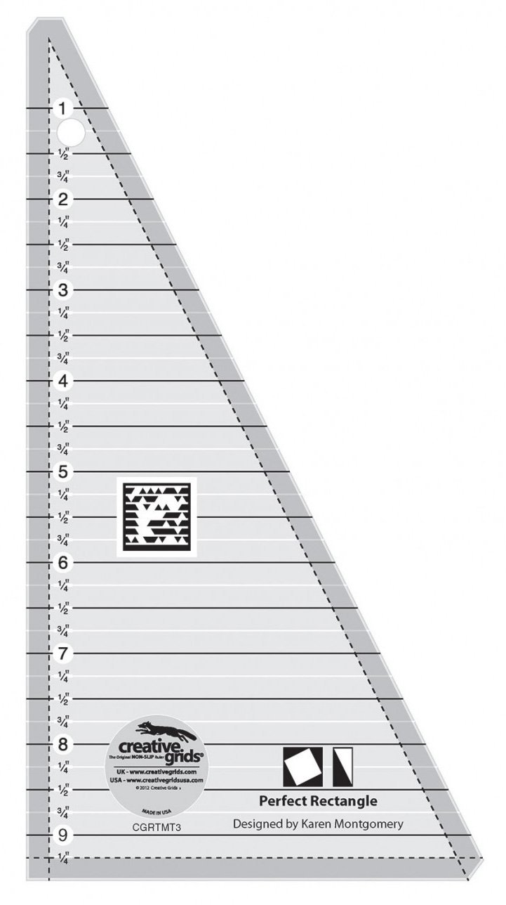 Creative Grids 9.5" 'Perfect Rectangle' Triangle Quilting Ruler Template CGRTMT3