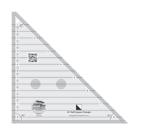 Creative Grids 45 Degree Half-Square Triangle 8-1/2in Quilt Ruler - CGRT45