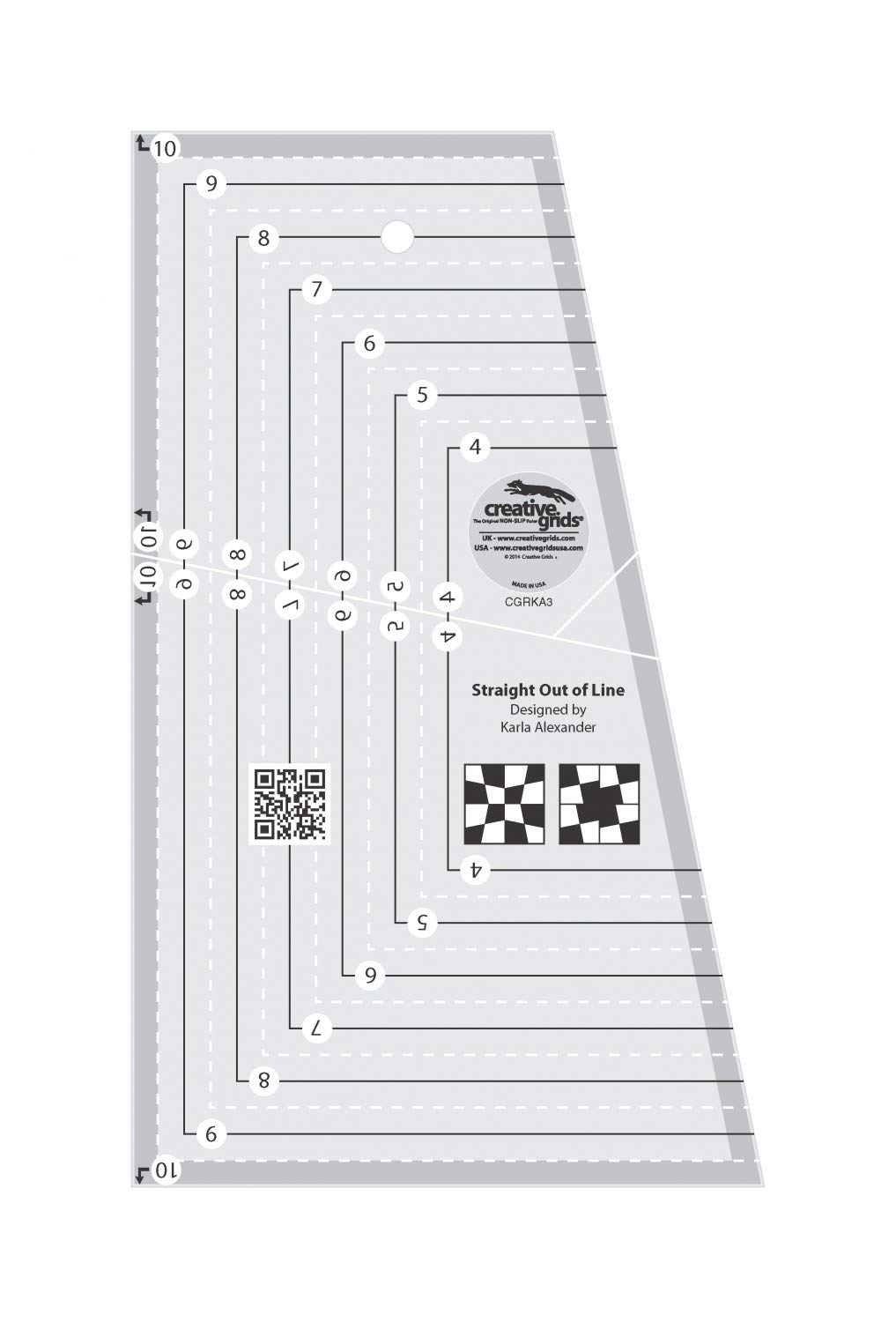 Creative Grids Straight Out Of Line 6in x 10in Quilt Ruler - CGRKA3