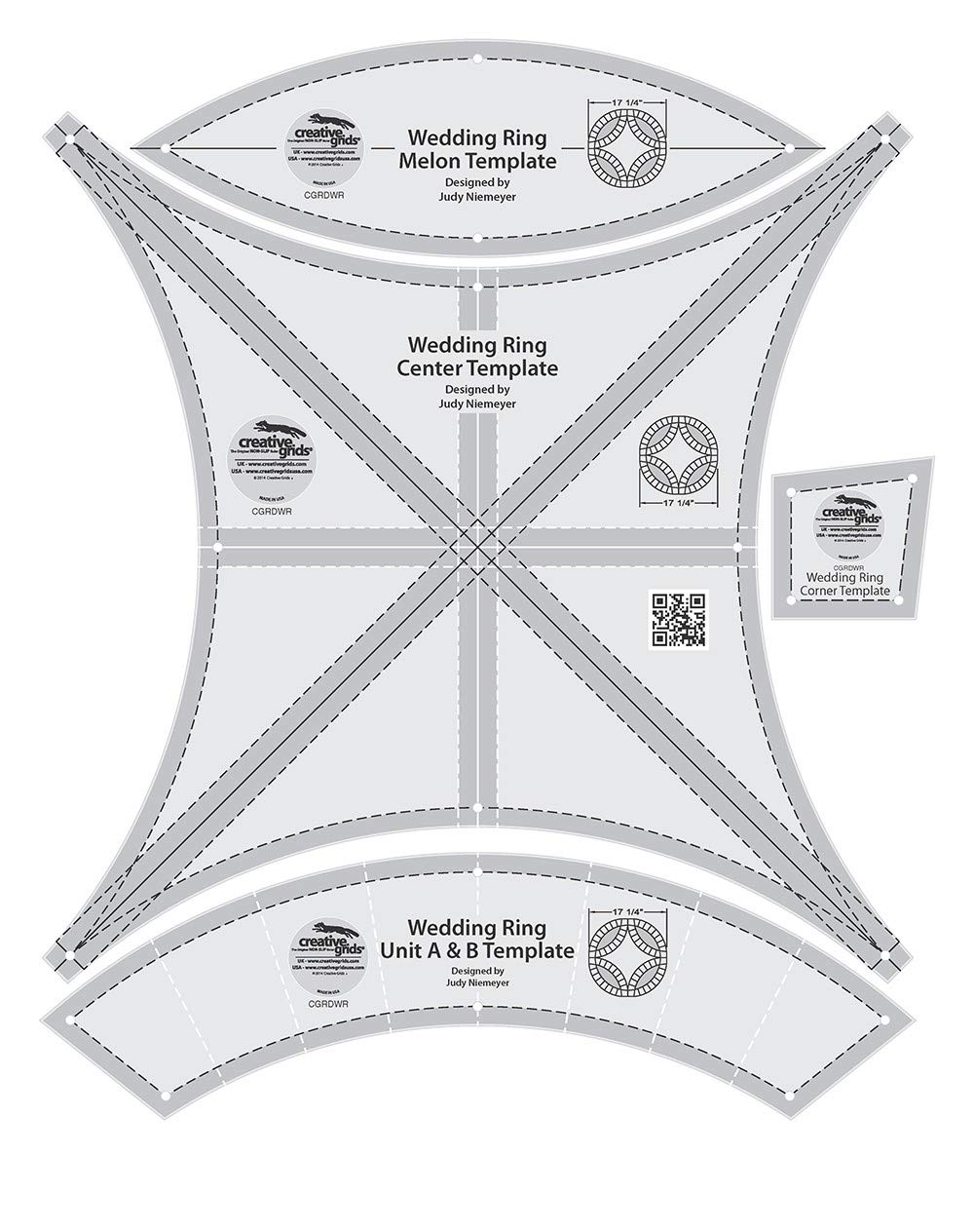 Creative Grids Double Wedding Ring Templates Quilt Ruler - CGRDWR