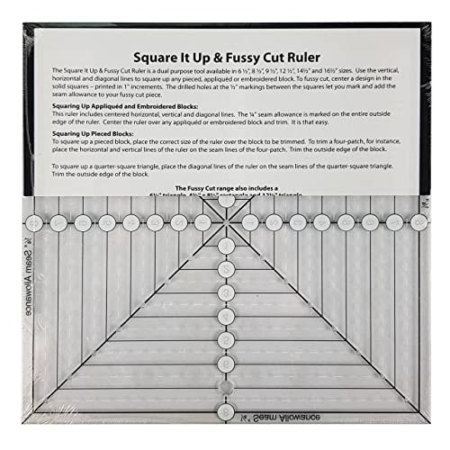 Creative Grids 8-1/2in Square It Up or Fussy Cut Square Quilt Ruler - CGRSQ8