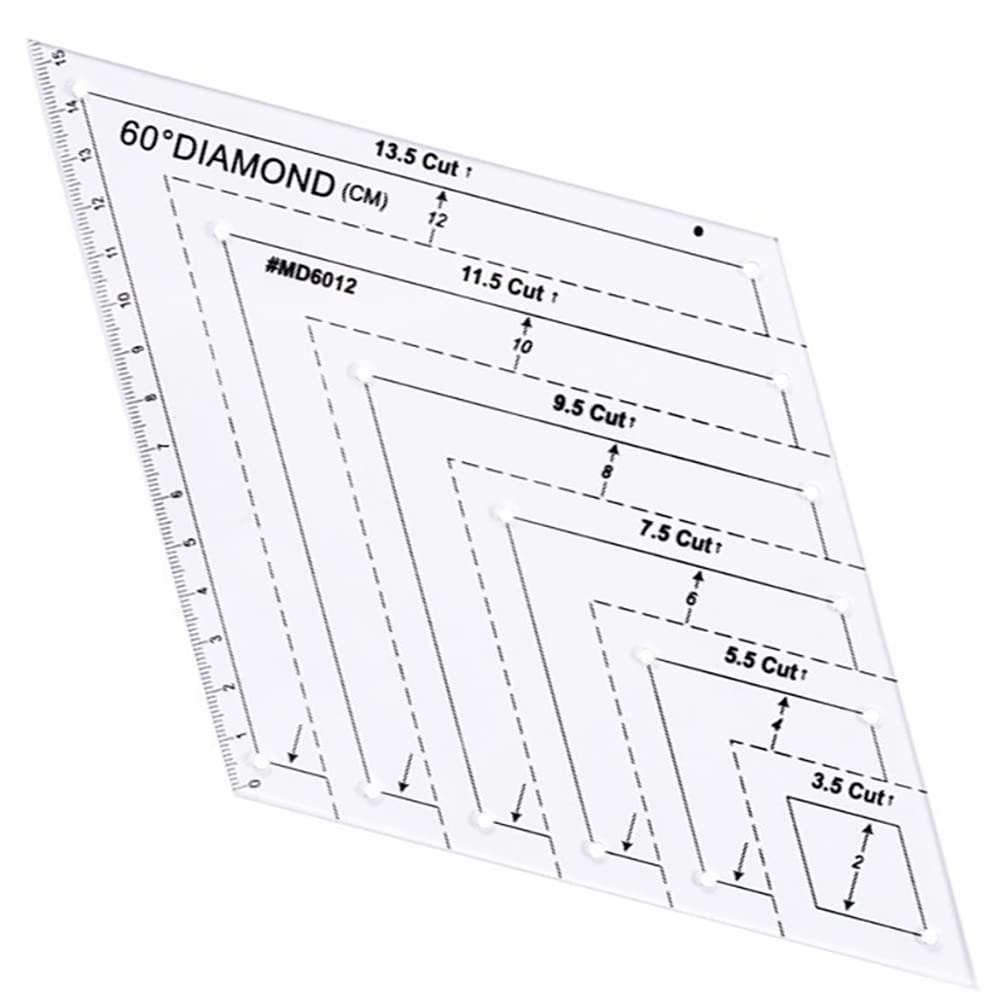 1 Pcs Transparent Creative Grids Quilting Templates Ruler, with 60 Degree Shape Templates Craft Ruler DIY Tools for Sewing Cutting