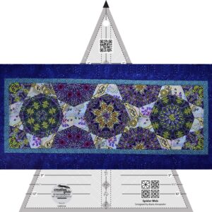 Bundle of Creative Grids Spider Web Quilt Ruler (CGRKA6) and Vertigo Table Runner Quilt Pattern by Cut Loose Press