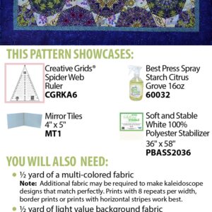 Bundle of Creative Grids Spider Web Quilt Ruler (CGRKA6) and Vertigo Table Runner Quilt Pattern by Cut Loose Press