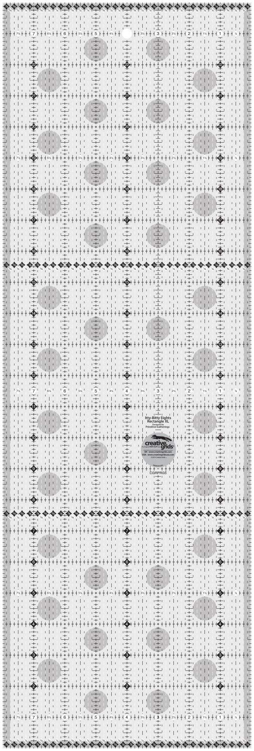 Creative Grids Itty-Bitty Eights Rectangle XL 8in x 24in Quilt Ruler - CGRPRG5