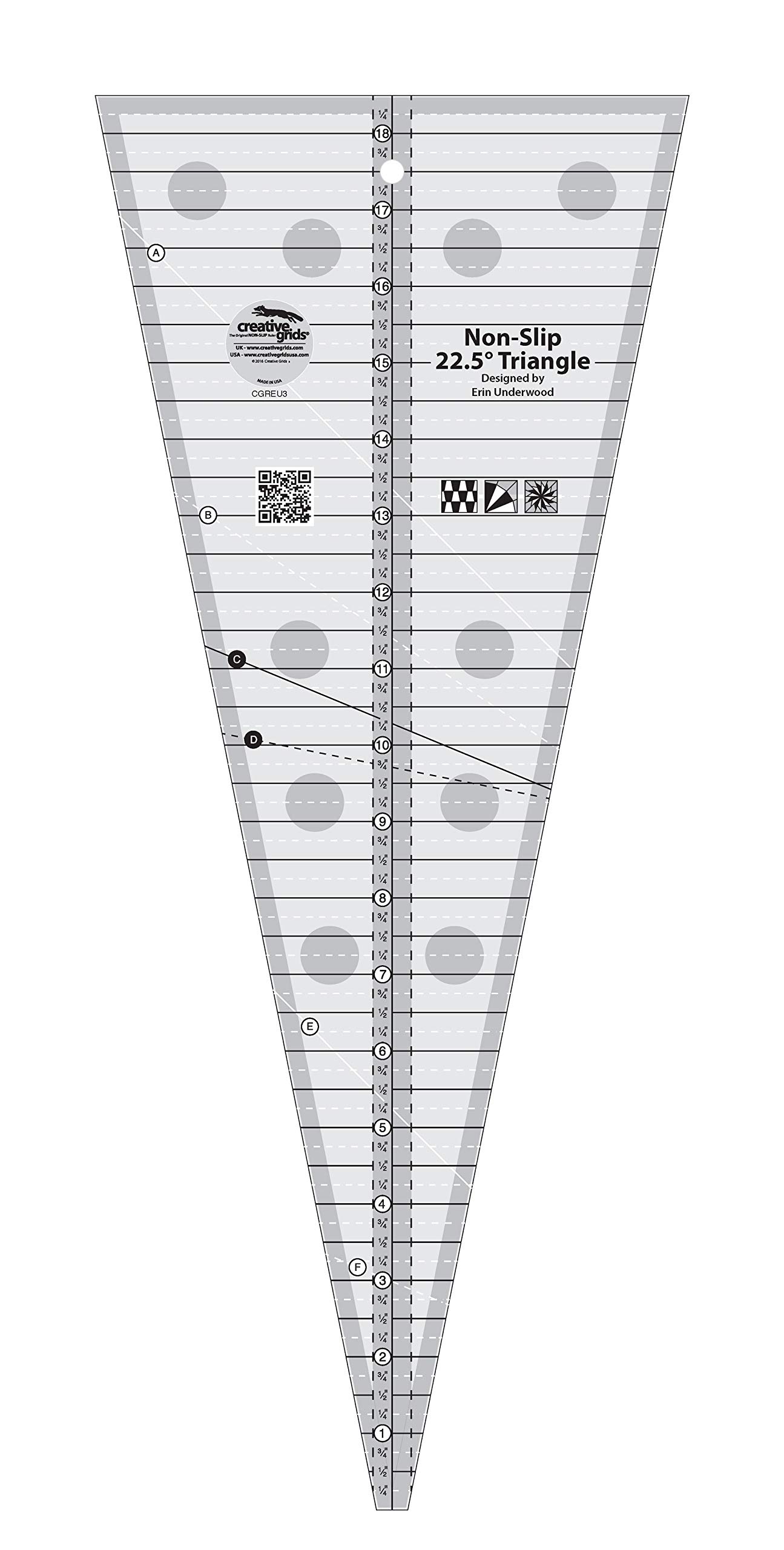 Creative Grids 22.5 Degree Triangle Quilt Ruler - CGREU3