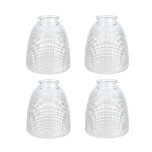 Aspen Creative 23111-4 Contemporary Style Clear with Grid Pattern Shade, 2-1/8" Fitter Size, 5-1/8" high x 4-1/2" Diameter, 4 Pack Replacement Glass