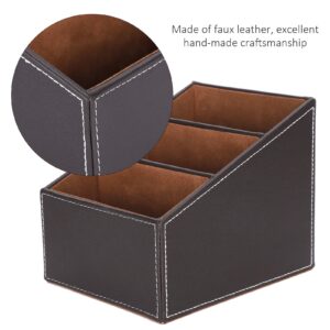 Aqur2020 Desk Faux Leather Storage Box Creative Stationery Cute Office Stationery Business Organizer Supplies 3 Grid Leatherette Color Office Materials Pen Storage Desktop Storage