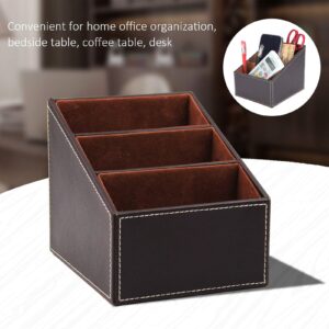 Aqur2020 Desk Faux Leather Storage Box Creative Stationery Cute Office Stationery Business Organizer Supplies 3 Grid Leatherette Color Office Materials Pen Storage Desktop Storage