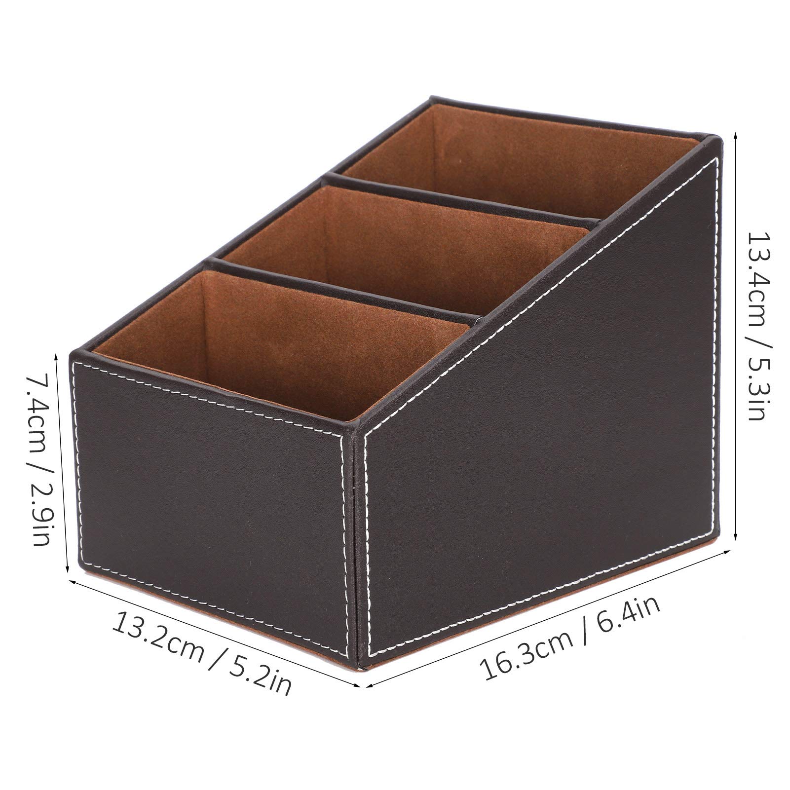 Aqur2020 Desk Faux Leather Storage Box Creative Stationery Cute Office Stationery Business Organizer Supplies 3 Grid Leatherette Color Office Materials Pen Storage Desktop Storage