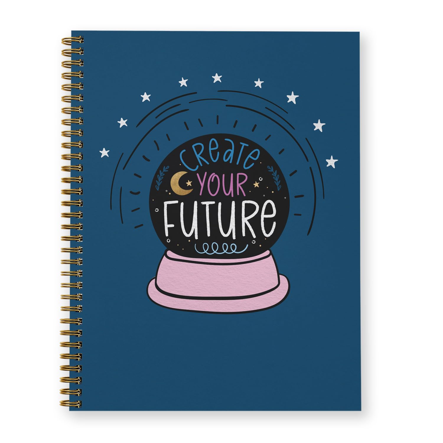 Create Your Future 8.5" x 11" Crystal Ball Spiral Notebook/Journal, 120 Dot Grid Ruled Pages, Durable Twin Loop Gloss Laminated Cover, Gold Wire-o Spiral/Made in the USA