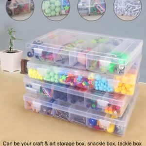 Hlotmeky Bead Organizer 36 Grids 4 Pack Clear Plastic Parts Organizer Box 3600 Tackle Box Craft Storage Compartment Divided Container