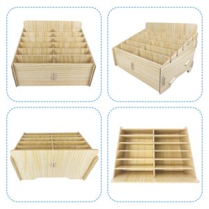 Hejall Wooden Desktop Storage Box Mobile Phone Management Storage Box Creative Desktop Office Meeting Finishing Grid Multi Cell Phone Rack Display (12 grids)