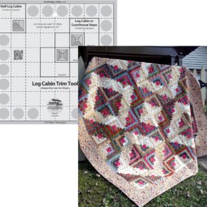 Bundle of Creative Grids Log Cabin Trim Tool for 8" Finished Blocks Quilt Ruler (CGRJAW1) and Country Retreat Log Cabin Pattern by Cut Loose Press