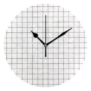 haskirky round digital clock white grid creative decorative quiet not ticking clock,bedroom living room bathroom kitchen office wall ornament (gold 10x10in)