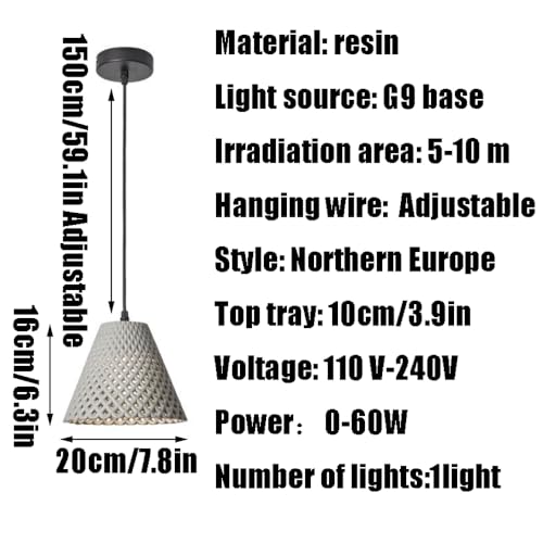 SSBHDM G9 Light Source Chandelier,Creative Grid Resin Pendant Lamp Lampshade,Nordic Industrial Style Hanging Light,Bedside Restaurant Kitchen Island Decorative Lighting Fixtures