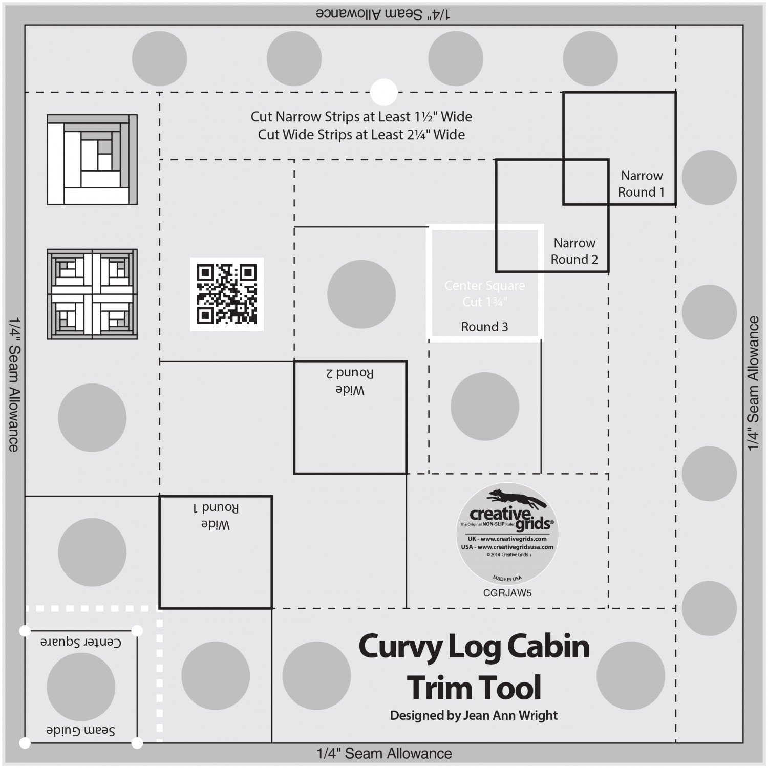 Creative Grids Curvy Log Cabin Trim Tool for 8" Blocks