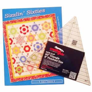 Creative Grids The Sizzzlin' Sixties Quilts Book by Anka's Treasures & The 60-Degree Triangle (8" Finished) Ruler cgrT60 Bundle