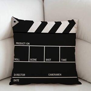 Swono Throw Pillow Case Movie Lapper Board Cotton Linen Square Cushion Cover Standard Pillowcase for Men Women Home Decorative Sofa Armchair Bedroom Livingroom 18 x 18 inch