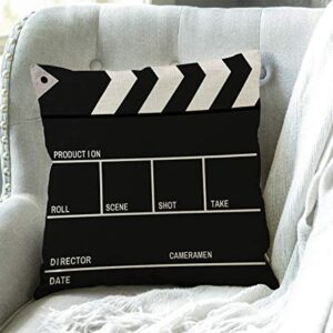 Swono Throw Pillow Case Movie Lapper Board Cotton Linen Square Cushion Cover Standard Pillowcase for Men Women Home Decorative Sofa Armchair Bedroom Livingroom 18 x 18 inch