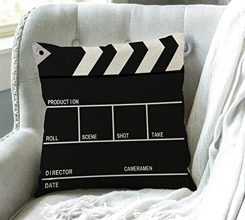 Swono Throw Pillow Case Movie Lapper Board Cotton Linen Square Cushion Cover Standard Pillowcase for Men Women Home Decorative Sofa Armchair Bedroom Livingroom 18 x 18 inch