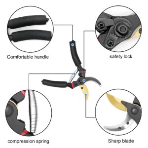 Professional Titanium Pruning Shears,Premium Bypass Pruning Shears for Gardening,Ideal Shrub Plant Scissors & Ergonomic Gardening Tool,Perfectly Cutting Through Anything in Your Yard.