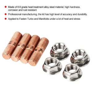 Stud Kit M10x1.50 Thread Screw and Nuts Set, 8Pcs 4 Set Manifold Studs Kit, T3 T4 T6 High Strength Stud Kit Flange Nuts