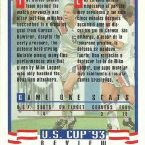 1993 Upper Deck World Cup Preview (English/Spanish) #132 Mike Lapper REV USA Official FIFA WC Soccer Card in Raw (NM or Better) Condition