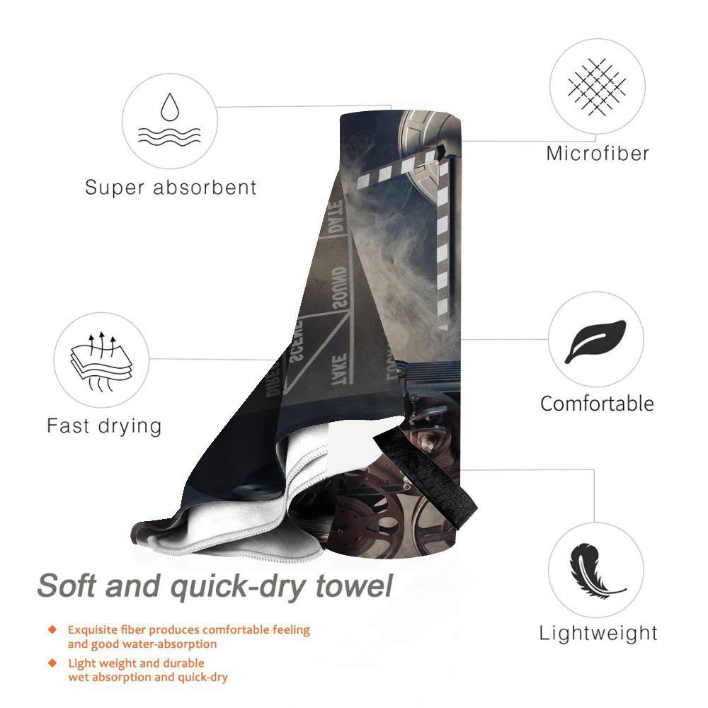 Moslion Quick Dry Hand Towel Movie Cinema Lapper Board Bath Hand Towel Decorative for Bathroom/Kitchen 15x31 Inch