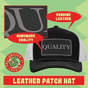 Hand Tool Lapper AF - Leather Black Patch Engraved Trucker Hat, Heather-White, One Size