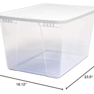 HOMZ 56 Quart Snaplock Clear Plastic Storage Tote Container Bin with Secure Lid and Handles for Home and Office Organization, 2 Pack