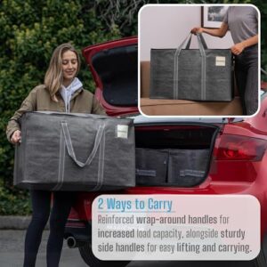 VENO 10 Pack Moving Bags, Moving Supplies, Moving Boxes, College Packing Storage Boxes with Lids Alternative, Heavy Duty Totes, Extra Large, Sturdy Handles, Zipper, for Packaging (Dark Gray, 10 Pack)