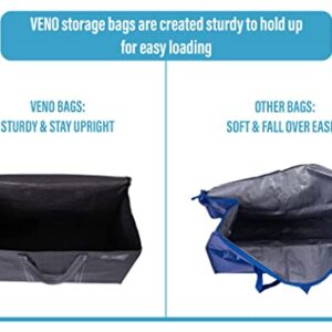 VENO 10 Pack Moving Bags, Moving Supplies, Moving Boxes, College Packing Storage Boxes with Lids Alternative, Heavy Duty Totes, Extra Large, Sturdy Handles, Zipper, for Packaging (Dark Gray, 10 Pack)