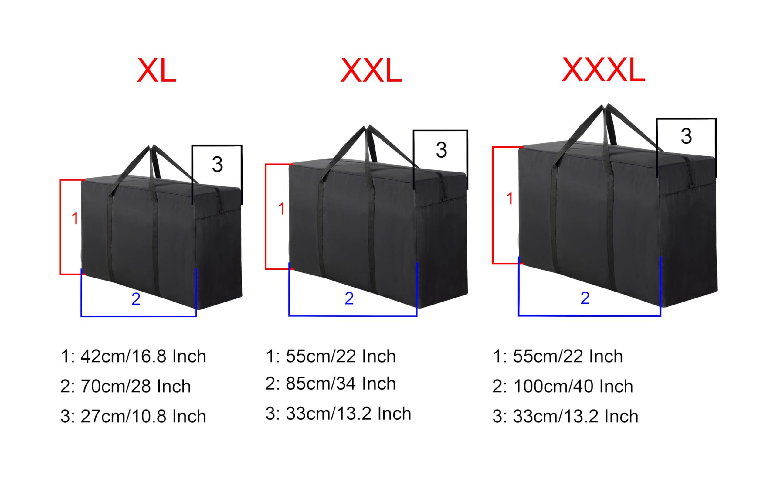 SANSAM Extra Large Heavy Duty Moving Bag, 3 Packs Waterproof Duffle Bag with Zippers for Travelling, Alternative to Moving Boxes,145L Oxford Clothes Storage Tote Bags for Space Saving