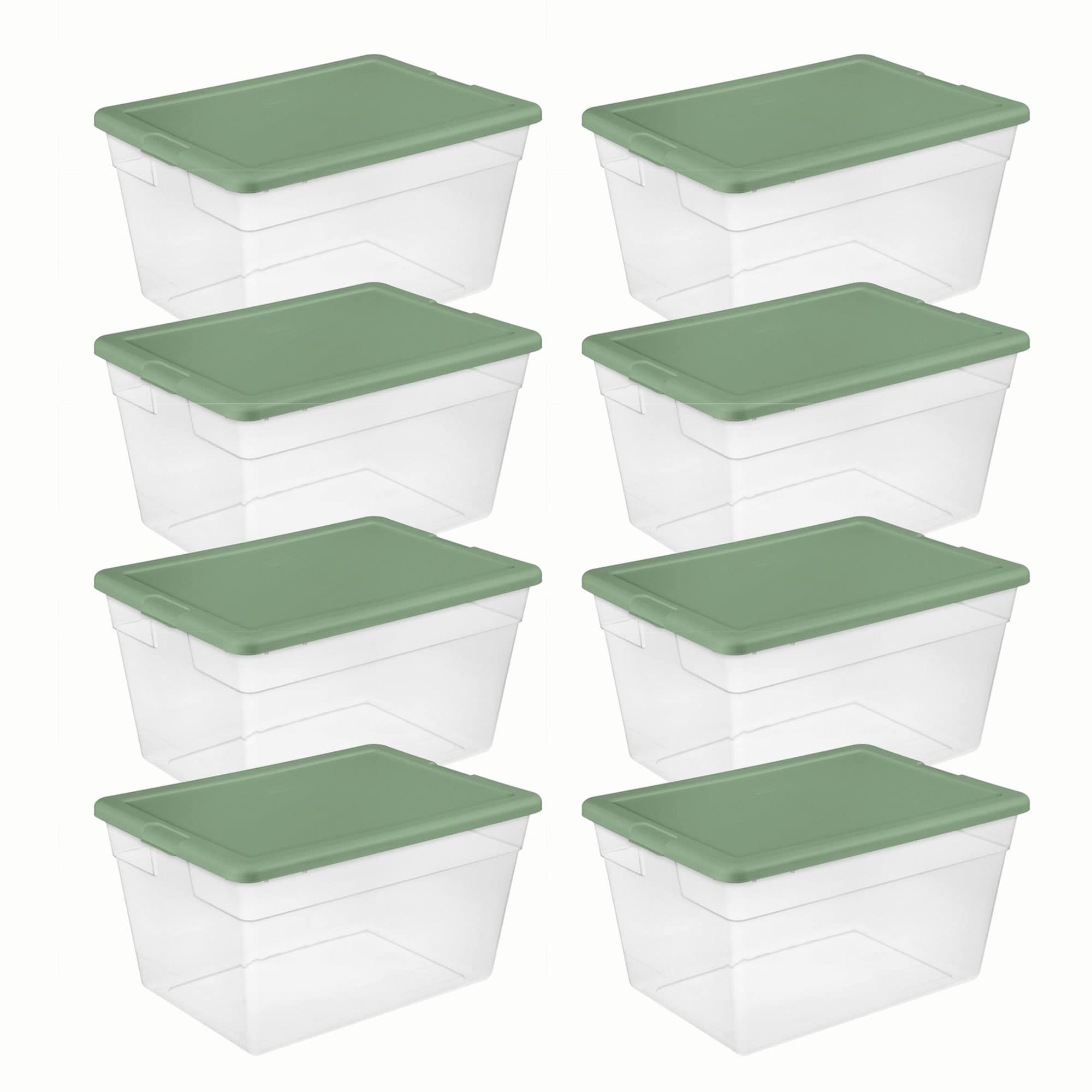 Sterilite Stackable 56 Quart Storage Tote Organizing Home and Office Containers with Secure Latching Lid and Built In Handles, (8 Pack)