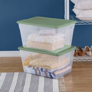 Sterilite Stackable 56 Quart Storage Tote Organizing Home and Office Containers with Secure Latching Lid and Built In Handles, (8 Pack)