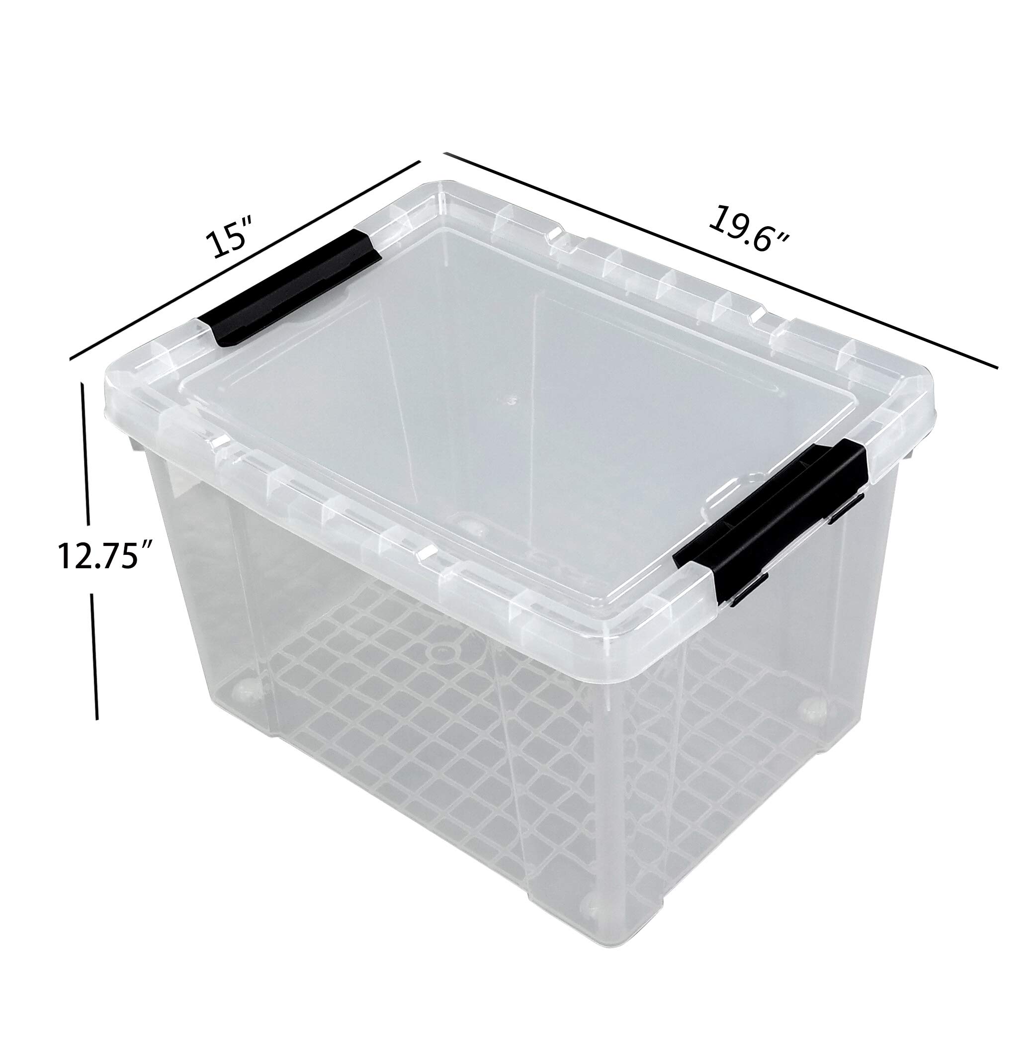 Ggbin 4 Pack 50 Qt Plastic Container Bin with Lids, Latch Storage Box with Wheels