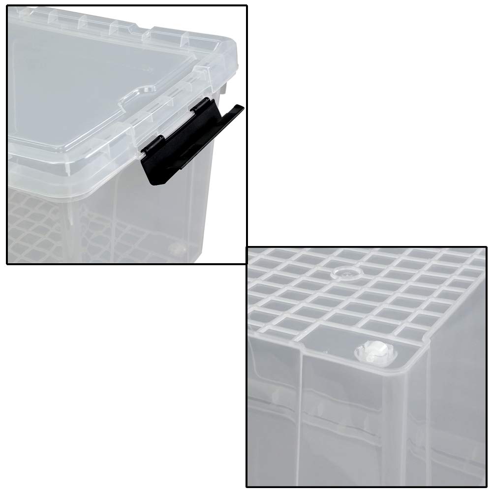 Ggbin 4 Pack 50 Qt Plastic Container Bin with Lids, Latch Storage Box with Wheels