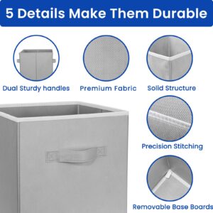 Criusia Storage Cubes, 11 Inch Cube Storage Bins for Shelves (10 Pack), Fabric Collapsible Storage Bins with Dual Handles, Foldable Cube Baskets for Clothes, Closet Organizers and Storage Box (Grey)