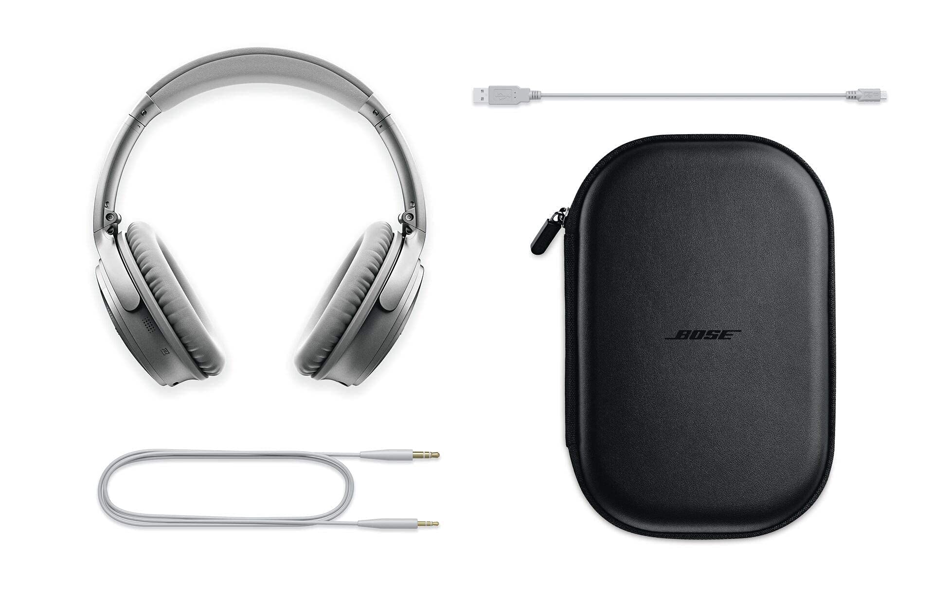 Bose QuietComfort 35 (Series II) Wireless Headphones, Noise Cancelling - Silver (Renewed)