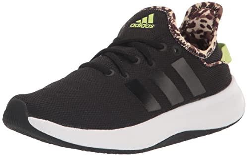 adidas Women's Cloudfoam Pure Sneaker, Black/Black/Pulse Lime, 8.5