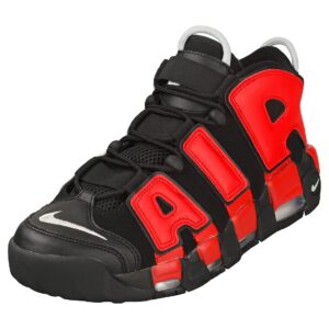 nike mens air more uptempo basketball trainers cj6129 shoes, black/red/navy, 10