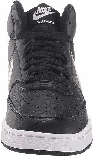 Nike Women's Court Vision Mid Sneaker, Black/White, 8 Regular US