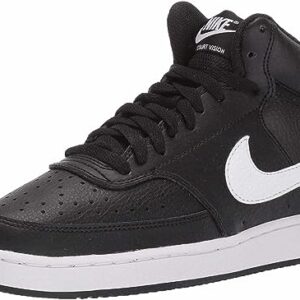 Nike Women's Court Vision Mid Sneaker, Black/White, 8 Regular US