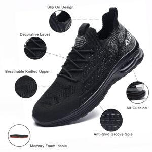 IIV Mens Walking Shoes Air Casual Running Gym Tennis Fashion Sneakers Comfortable Non Slip Black US 10